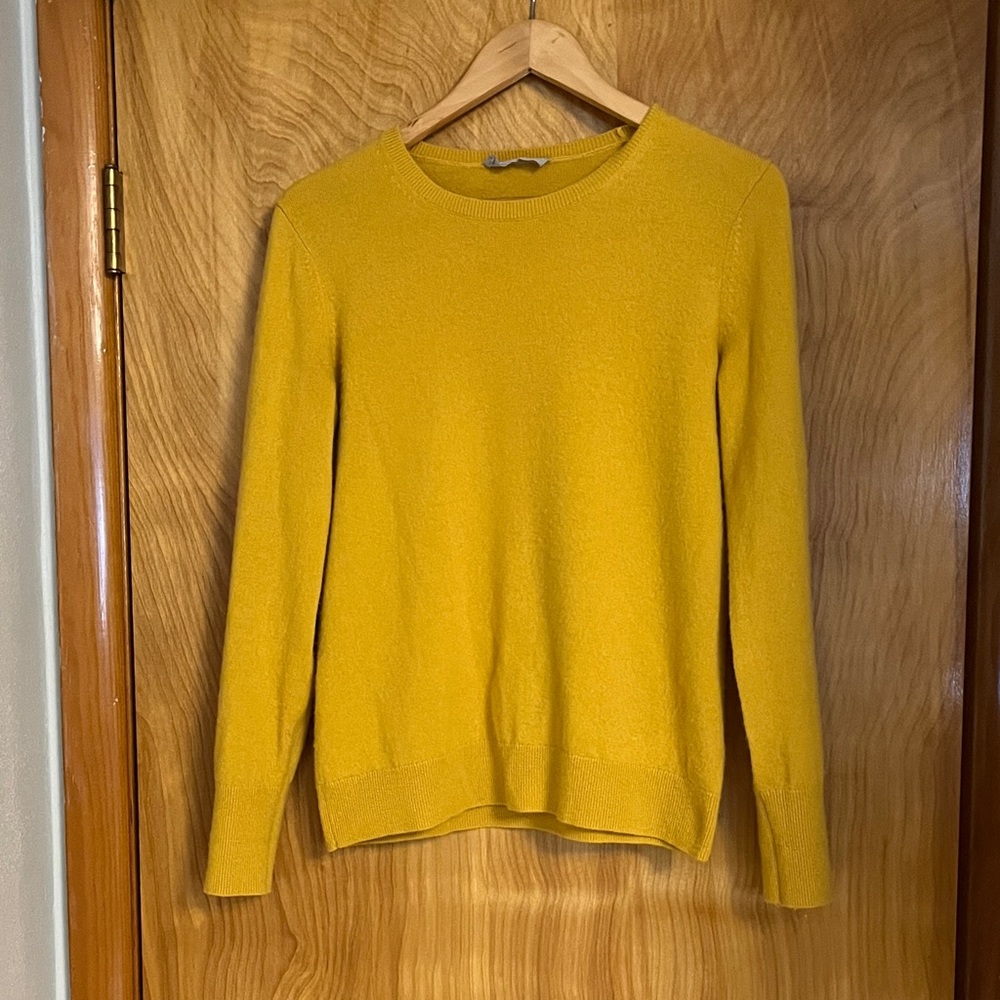 Everlane Classic Crew in Cashmere Mustard Color